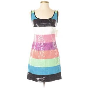 Lilly Pulitzer Sequin Rainbow Stripe Cocktail A-line Mini Dress 0 XS